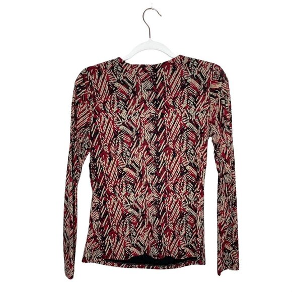 Charter Club Printed V-neck Blouse Black Red Size Small Sz S - Picture 3 of 5